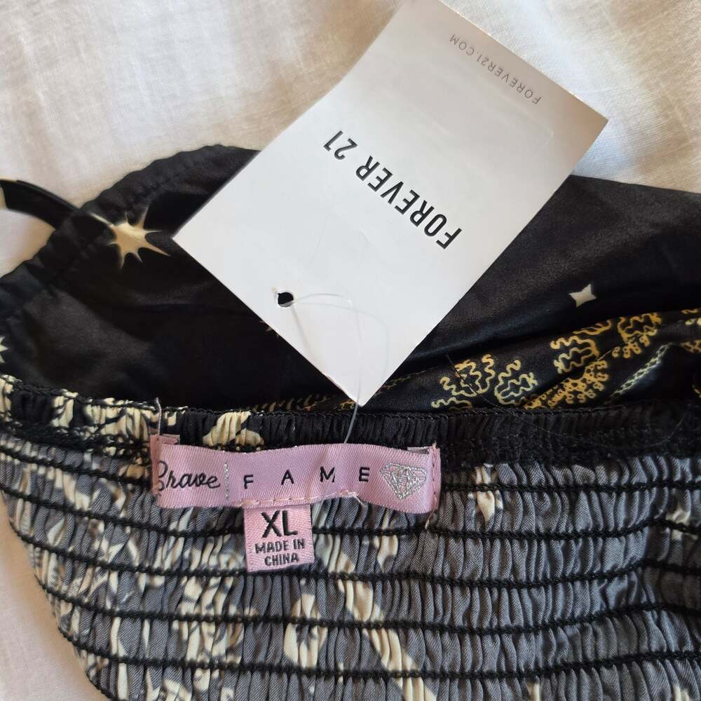 Forever 21 XL Celestial Sun Scarf Print Cami Top Whimsigoth Boho NWT Black - Picture 7 of 9